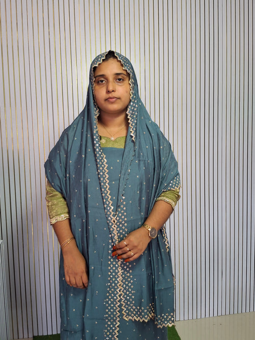 HEAVY PARTY WEAR 3 PCS MUL CHANDERI MATERIAL