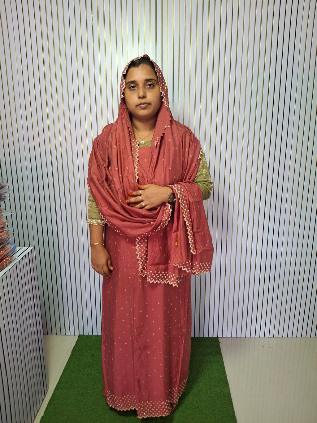 HEAVY PARTY WEAR 3 PCS MUL CHANDERI MATERIAL