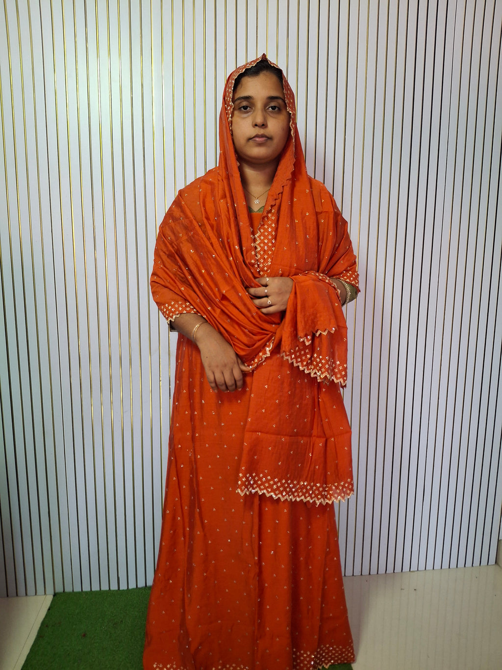 HEAVY PARTY WEAR 3 PCS MUL CHANDERI MATERIAL